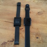 Left, my KS-backer original Pebble. Right, the new hotness.