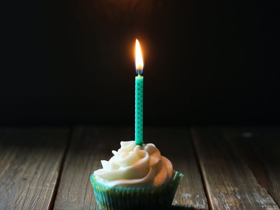 taper candle on cupcake